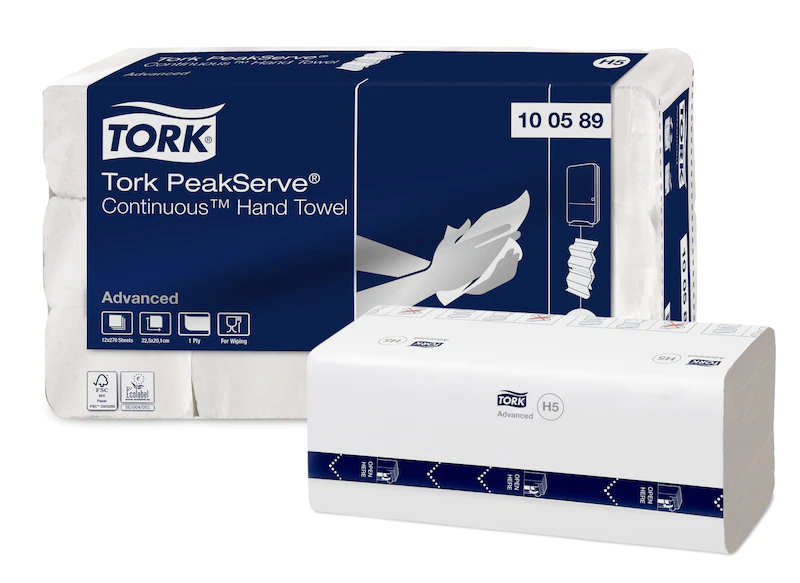Prosoape de maini din hartie pliate in W PeakServe Continuous, Tork
