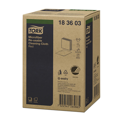 Laveta din microfibra Microfibre Reusable, rosu, Tork