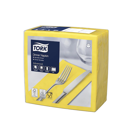 Servetele de masa Dinner impaturite 1/8 - 39 x 39 cm, Tork, galben lamaie