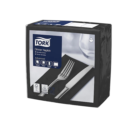 Servetele de masa Dinner impaturite 1/8 - 39 x 39 cm, Tork, alb negru 
