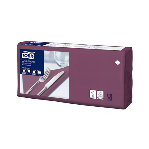 Servetele de masa, 1/4, 33 x 33 cm, Lunch , Alb, Tork, alb violet 
