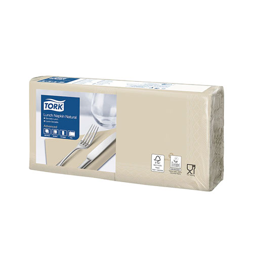 Servetele de masa, 1/4, 33 x 33 cm, Lunch , Alb, Tork, natural
