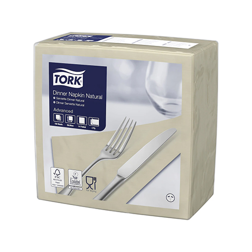 Servetele de masa Dinner 2 straturi 39 x 39 cm, Tork, alb natural 