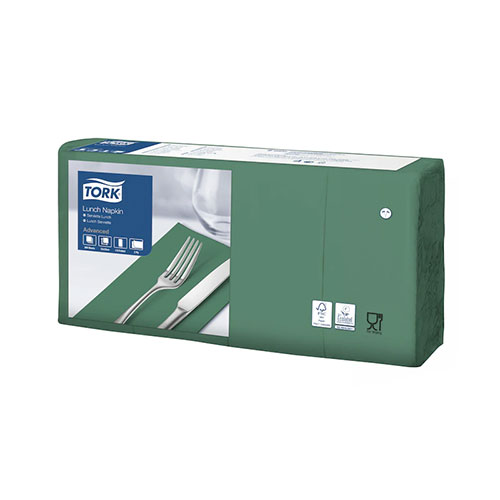 Servetele de masa impaturite 1/8, Lunch, Tork, alb verde 