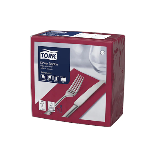 Servetele de masa Dinner impaturite 1/8 - 39 x 39 cm, Tork, bordo