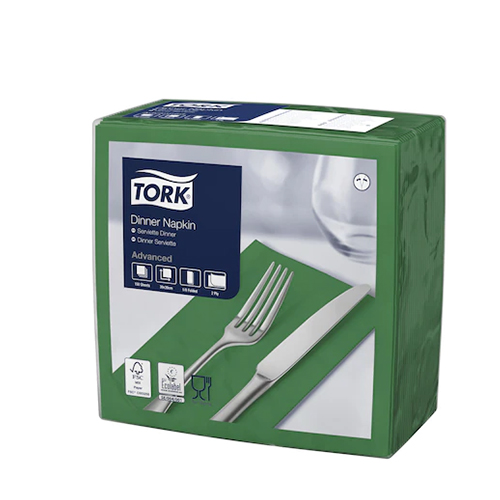 Servetele de masa Dinner impaturite 1/8 - 39 x 39 cm, Tork, alb verde 