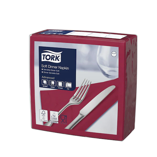 Servetele de masa 3 straturi Dinner 39 x 39 cm 100 buc 1/4, Tork, maro bordo 