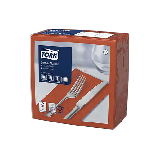 Servetele de masa Dinner impaturite 1/8 - 39 x 39 cm, Tork, alb caramiziu 