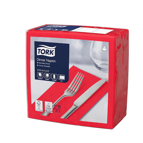 Servetele de masa Dinner impaturite 1/8 - 39 x 39 cm, Tork, alb rosu 