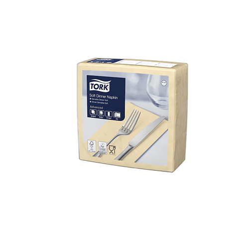 Servetele de masa Dinner 3 straturi 39 x 39 cm 100 buc. Tork, alb galben 
