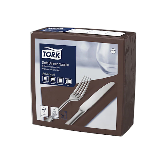 Servetele de masa 3 straturi Dinner 39 x 39 cm 100 buc 1/4, Tork, maro maro inchis 