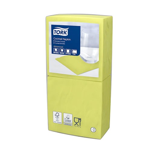 Servetele de masa cocktail 24 x 24 cm , alb, Tork lime 
