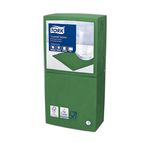Servetele de masa cocktail 24 x 24 cm , alb, Tork verde 
