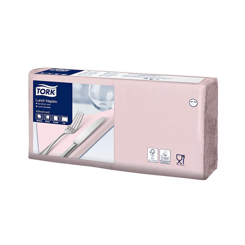 Servetele de masa, 1/4, 33 x 33 cm, Lunch , Alb, Tork, alb roz 