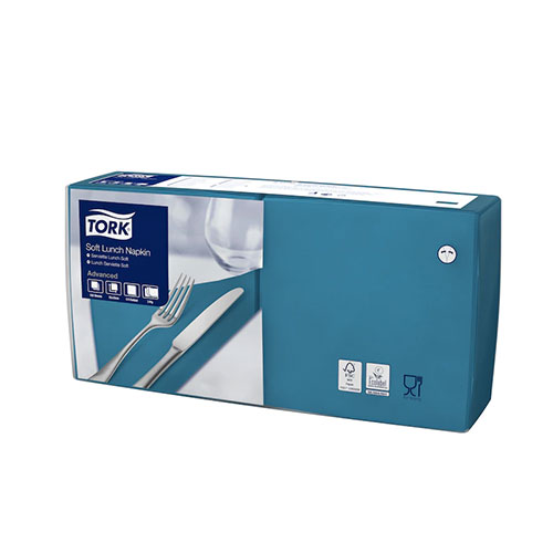 Servetele de masa, 1/4, 33 x 33 cm, Lunch , Alb, Tork, alb verde smarald 