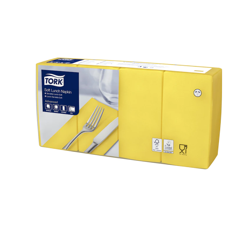 Servetele de masa in 3 straturi 33 x 33 cm, Tork Lunch, galben lamaie