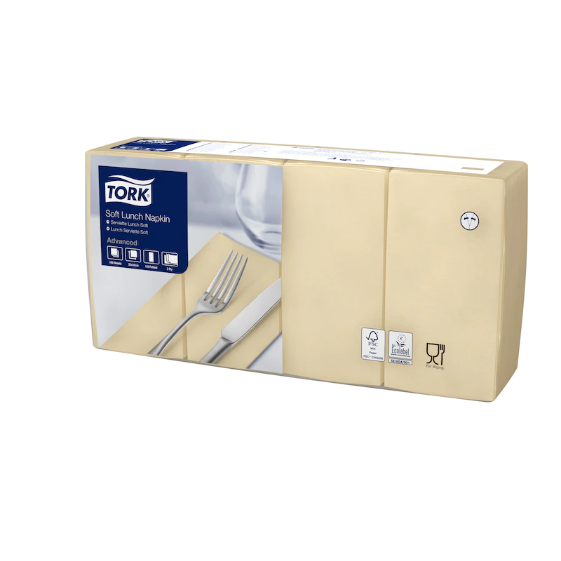 Servetele de masa in 3 straturi 33 x 33 cm, Tork Lunch, alb galben 