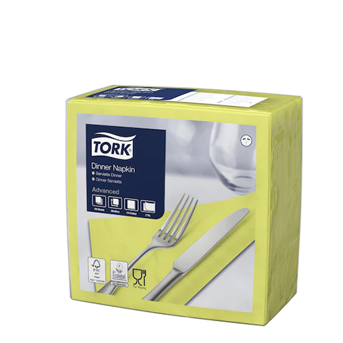 Servetele de masa Dinner 2 straturi 39 x 39 cm, Tork, alb lime 