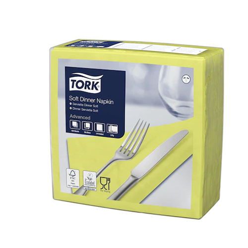 Servetele de masa 3 straturi Dinner 39 x 39 cm 100 buc 1/4, Tork, maro lime 