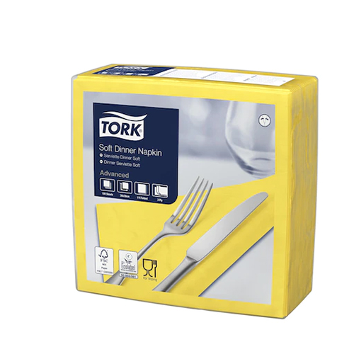 Servetele de masa 3 straturi Dinner 39 x 39 cm 100 buc 1/4, Tork, maro galben lamaie 