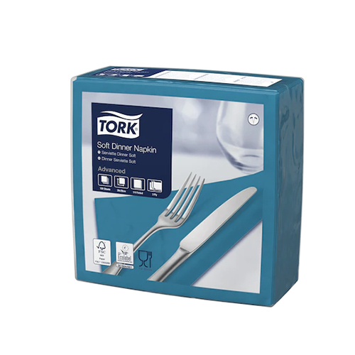Servetele de masa 3 straturi Dinner 39 x 39 cm 100 buc 1/4, Tork, maro smarald 