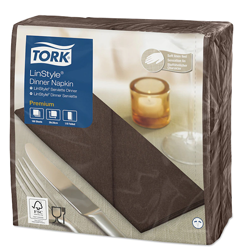 Servetele de masa Premium 39x39 1/8, LinStyle Tork, maro