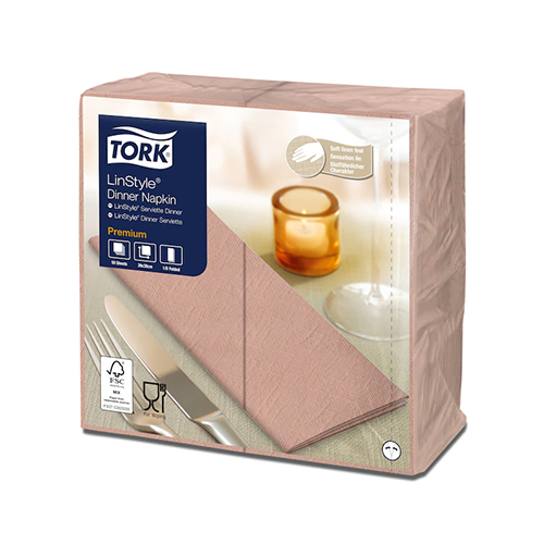 Servetele de masa Premium 39x39 1/8, LinStyle Tork, alb roz 