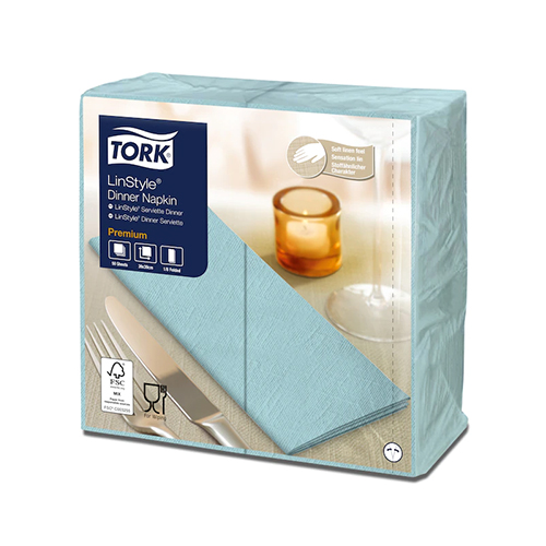 Servetele de masa Premium 39x39 1/8, LinStyle Tork, alb albastru 