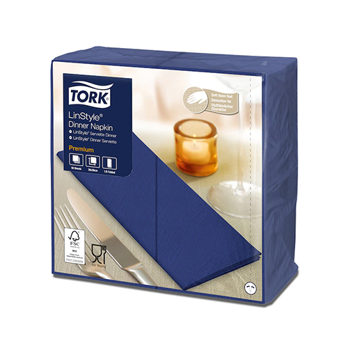 Servetele de masa Premium 39x39 1/8, LinStyle Tork, albastru inchis