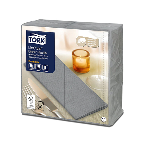 Servetele de masa Premium 39x39 1/8, LinStyle Tork, alb gri 