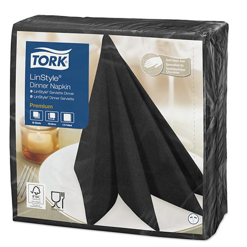 Servetele de masa Premium 39x39 impaturite LinStyle1/4, Tork, alb negru 