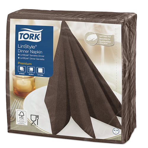 Servetele de masa Premium 39x39 impaturite LinStyle1/4, Tork, alb maro 