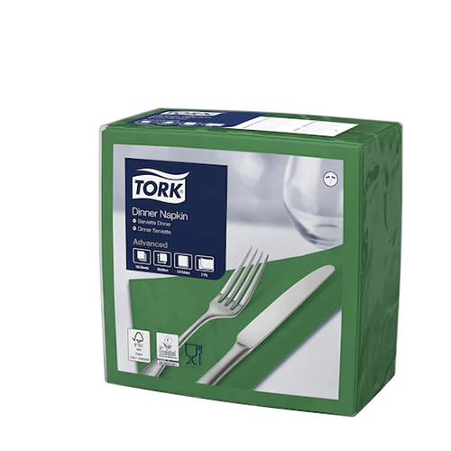Servetele de masa Dinner 2 straturi 39 x 39 cm, Tork, alb verde 