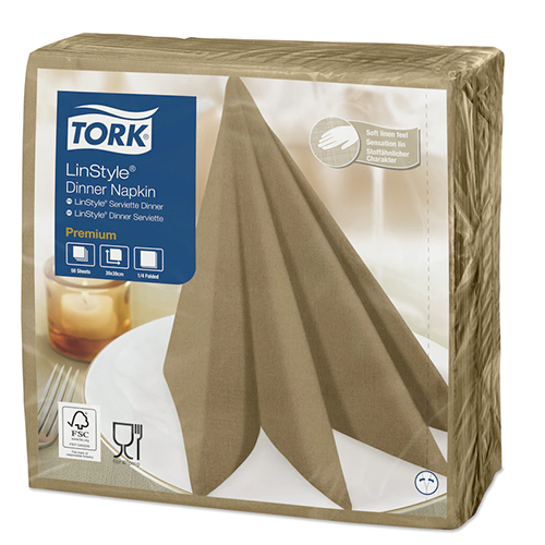 Servetele de masa Premium 39x39 impaturite LinStyle1/4, Tork, alb natural 