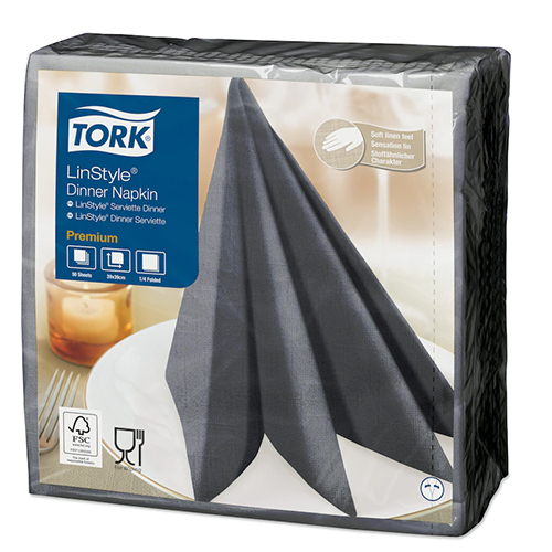 Servetele de masa Premium 39x39 impaturite LinStyle1/4, Tork, alb antracit 