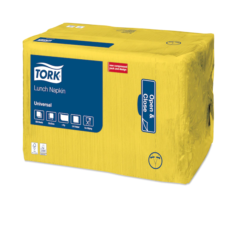 Servetele de masa 33 x 33 cm, Tork, alb galben 