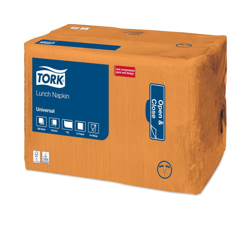Servetele de masa 33 x 33 cm, Tork, alb portocaliu 