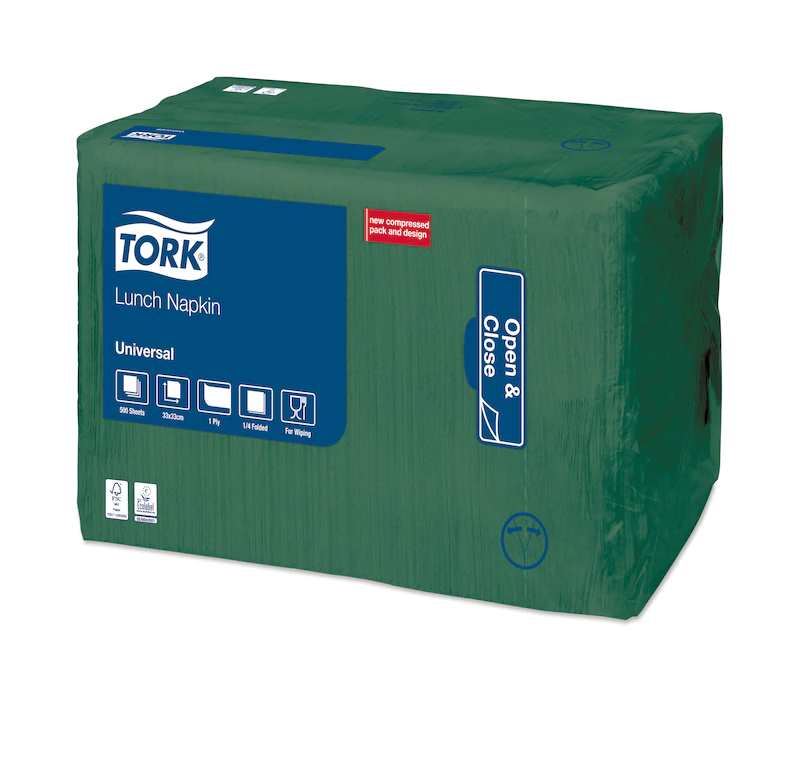 Servetele de masa 33 x 33 cm, Tork, alb verde 