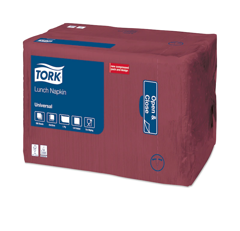 Servetele de masa 33 x 33 cm, Tork, alb bordo 