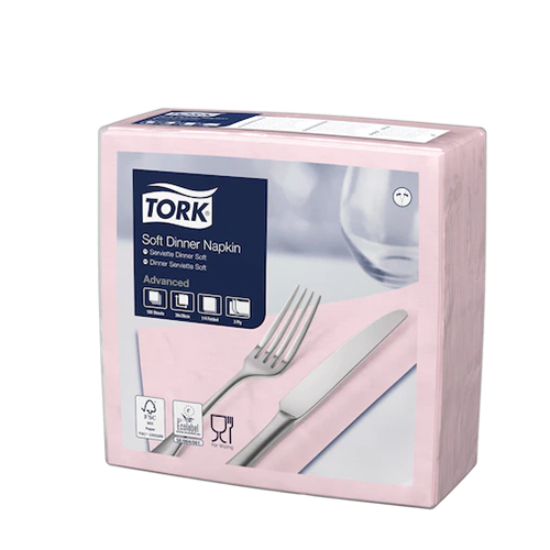 Servetele de masa 3 straturi Dinner 39 x 39 cm 100 buc 1/4, Tork, maro roz 