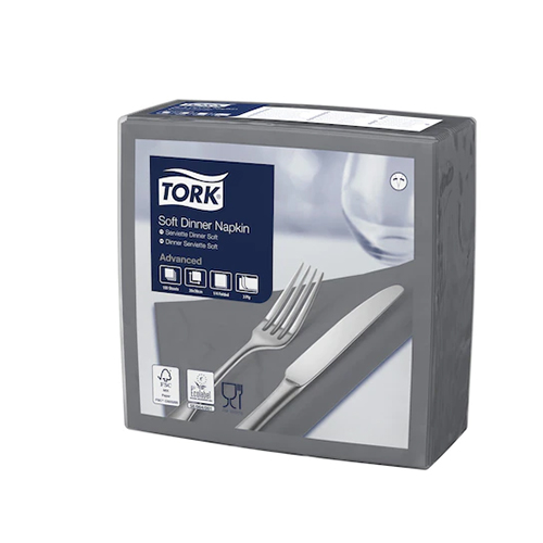 Servetele de masa 3 straturi Dinner 39 x 39 cm 100 buc 1/4, Tork, maro antracit 