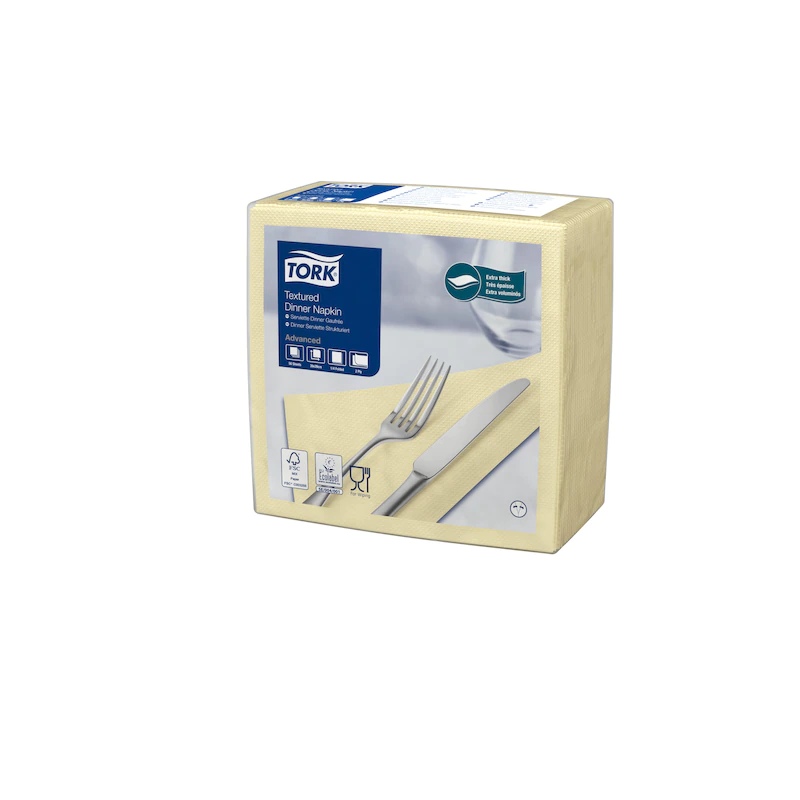 Servetele de masa Dinner 39 x 39 cm 50 buc. alb 1/4, Tork, alb galben 