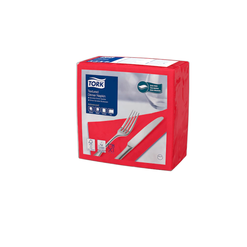 Servetele de masa Dinner 39 x 39 cm 50 buc. alb 1/4, Tork, alb rosu 