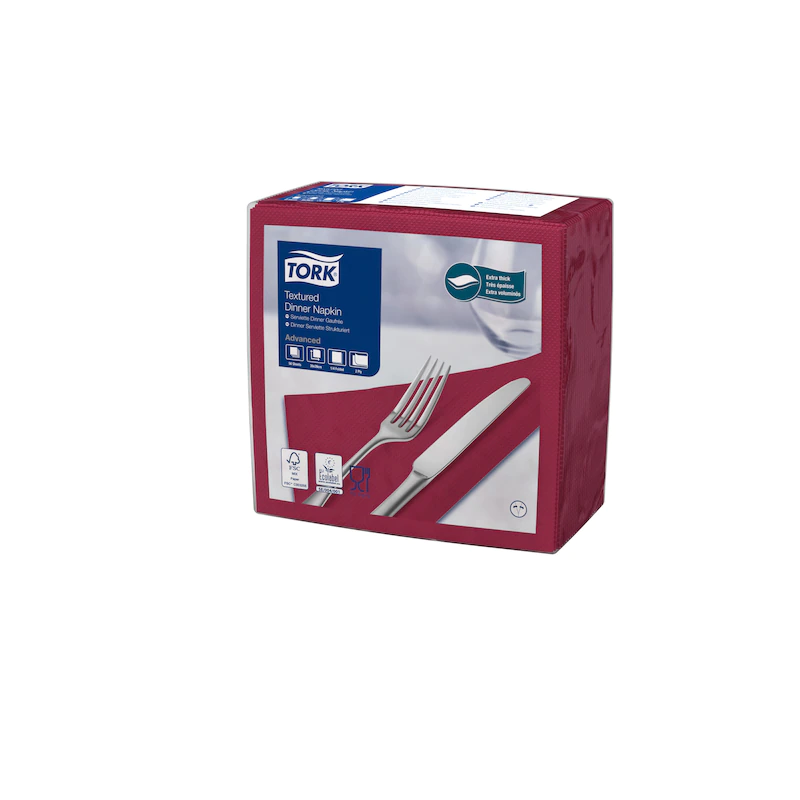 Servetele de masa Dinner 39 x 39 cm 50 buc. alb 1/4, Tork, alb bordo 