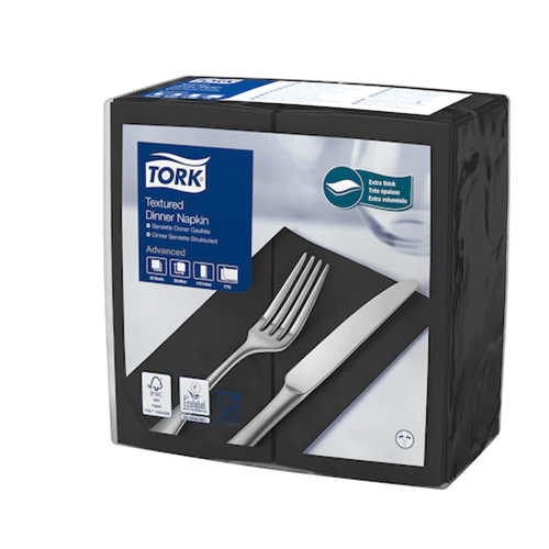 Servetele de masa Dinner 39 x 39 cm 50 buc. negru, Tork