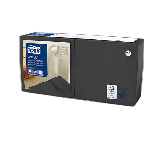 Servetele de masa Premium 24 x 24 cm 1/4, Tork LinStyle, negru
