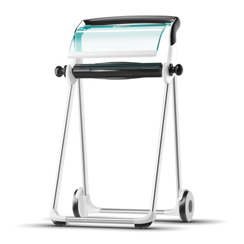 Dispenser mobil role-lavete industriale, albastru, Tork, alb-albastru
