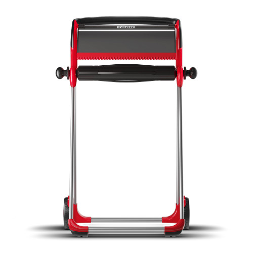 Dispenser mobil role-lavete industriale, albastru, Tork, rosu-negru