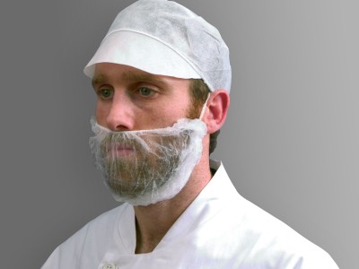 Protectie barba metal detectabila, alba, Global Food Hygiene