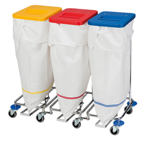 Carucior colectare lenjerie Meditrans triple cu pedala, Vermop